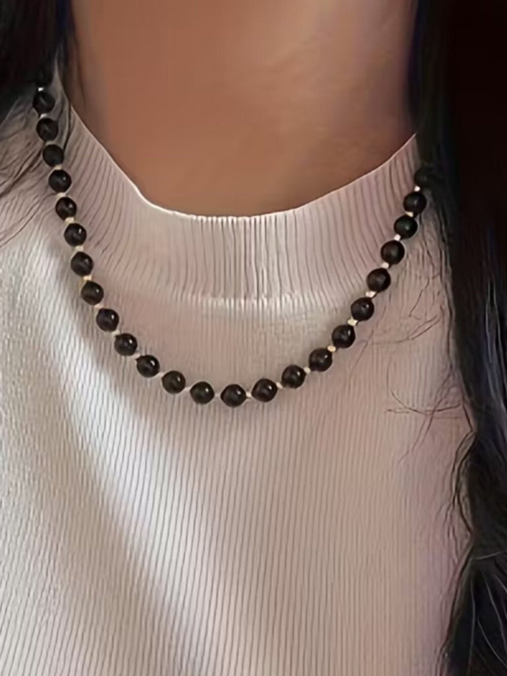 Midnight Allure Black Onyx Necklace 18K Gold Stainless Steel, Adjustable 16–18in